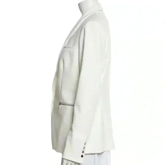 Veronica Beard Iconic Scuba Dickey Jacket Blazer Size 6 White Zipper Pockets - Picture 9 of 11